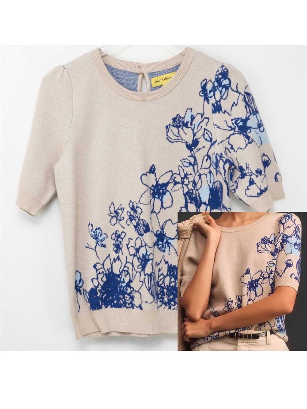 Sonal Nathwani Harmon Jacquard Sweater Tee x Maeve Anthropologie Size Medium